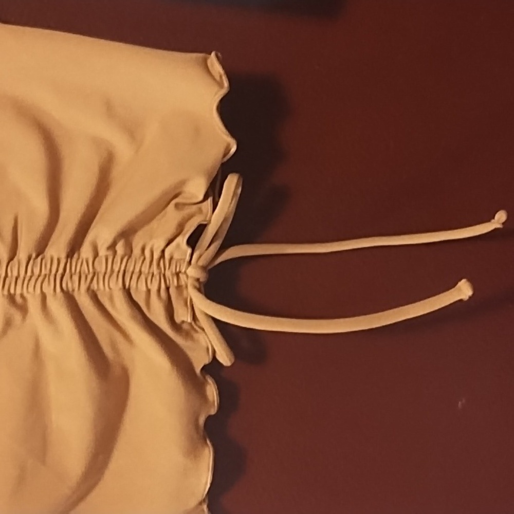 PacSun Ruffled Sleeve Ruched Top - Tan - Picture 6 of 8